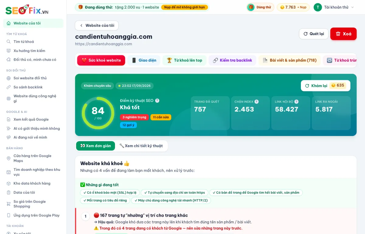Demo SEOFix: ❤️ Sức khoẻ website